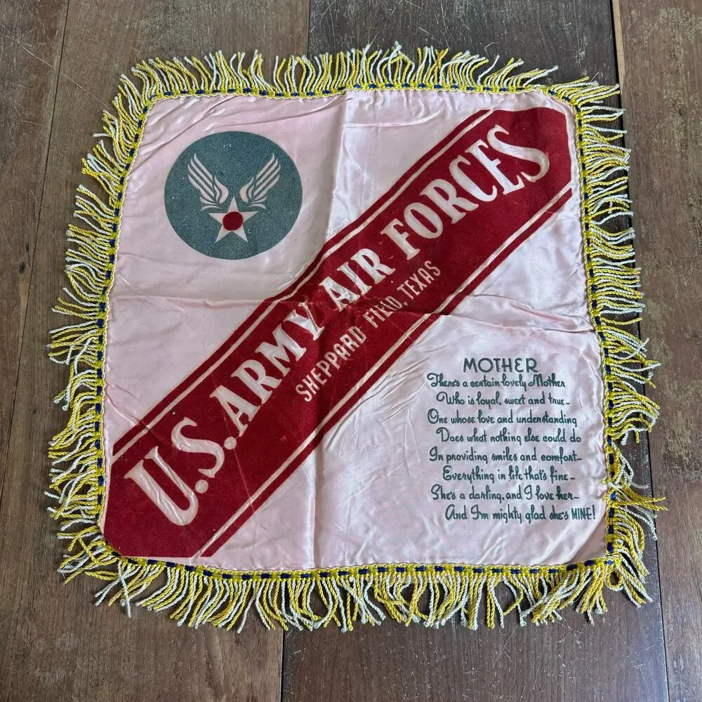 WWII US Army Air Forces Sheppard Field TX‎ Pink Flocked Mother Satin Pillow Case